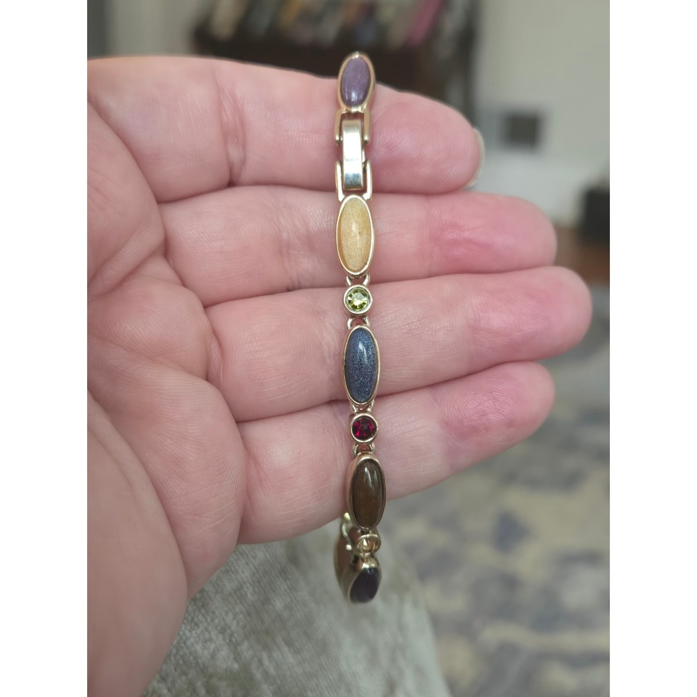 Liz Claiborne Goldtone Vintage Rhinestone Stone Tennis Bracelet - Picture 4 of 9